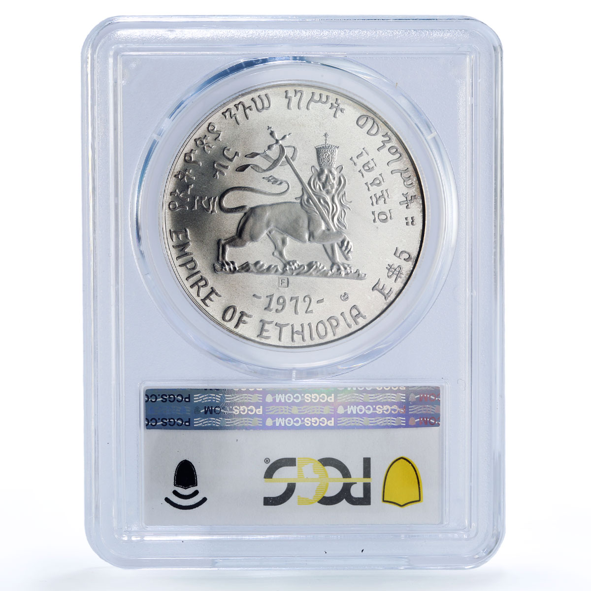 Ethiopia 5 dollars Menelik II Emperors Kings History MS67 PCGS silver coin 1972