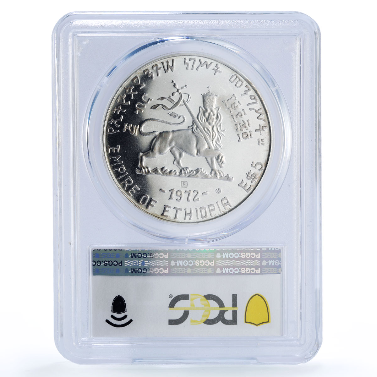 Ethiopia 5 dollars Theodros II Emperors Kings History MS67 PCGS silver coin 1972