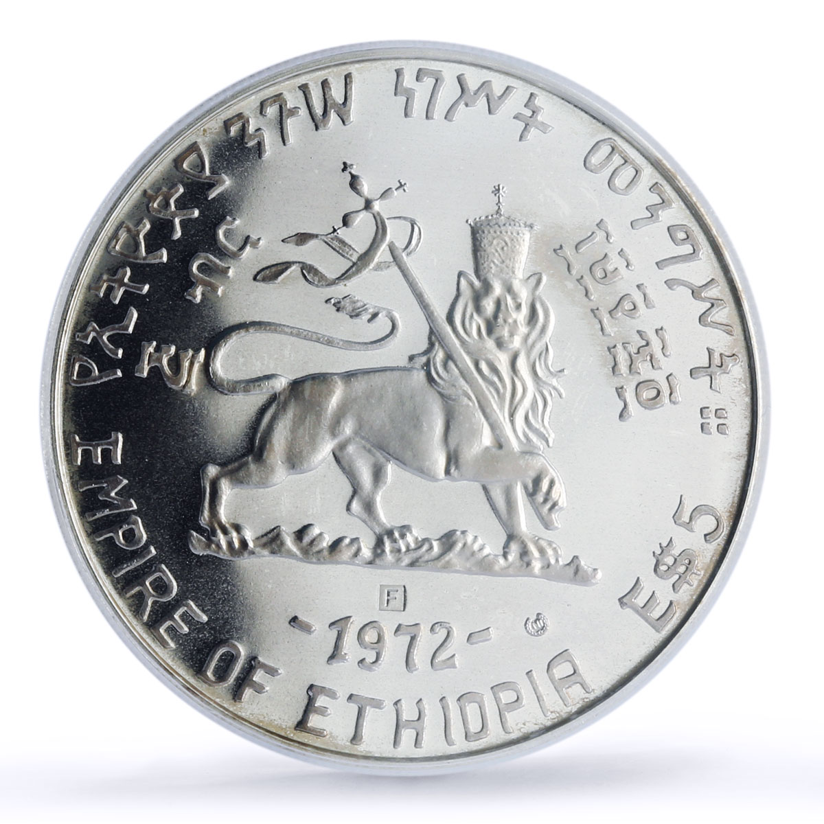 Ethiopia 5 dollars Theodros II Emperors Kings History MS67 PCGS silver coin 1972