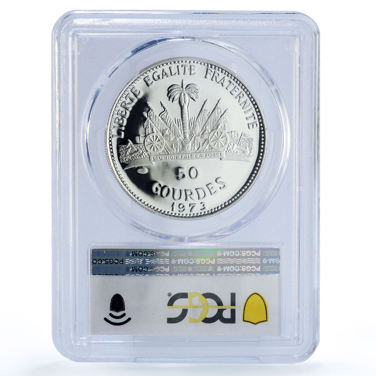 Haiti 50 gourdes Woman on the Beach Fineness Left PR68 PCGS silver coin 1973