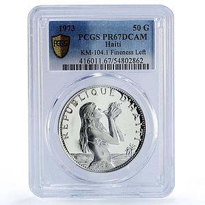 Haiti 50 gourdes Woman on the Beach Fineness Left PR67 PCGS silver coin 1973