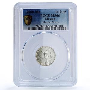 Mexico 1/10 onza Libertad Angel of Independence MS66 PCGS silver coin 2000