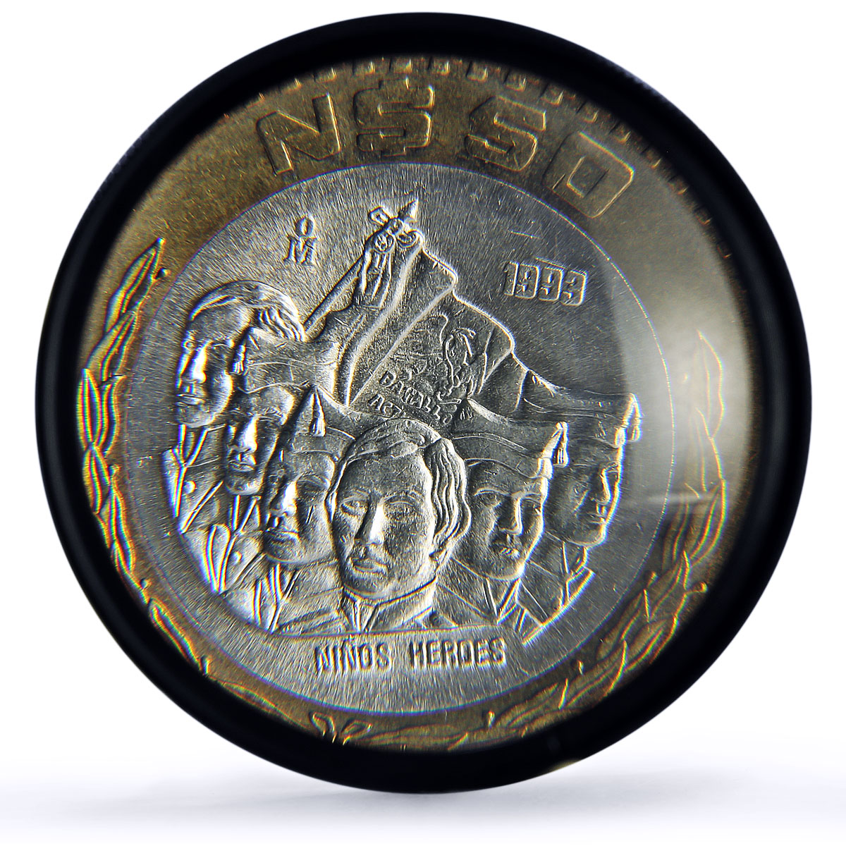 Mexico 50 pesos Ninos Heroes Revolution History MS65 PCGS bimetal coin 1993