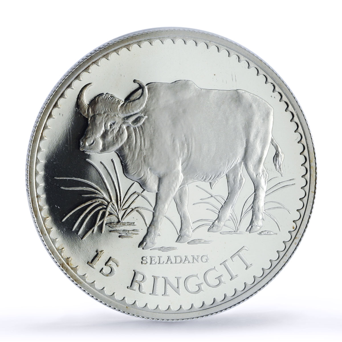 Malaysia 15 ringgit Gaur Bull Conservation Fauna PR68 PCGS silver coin 1976