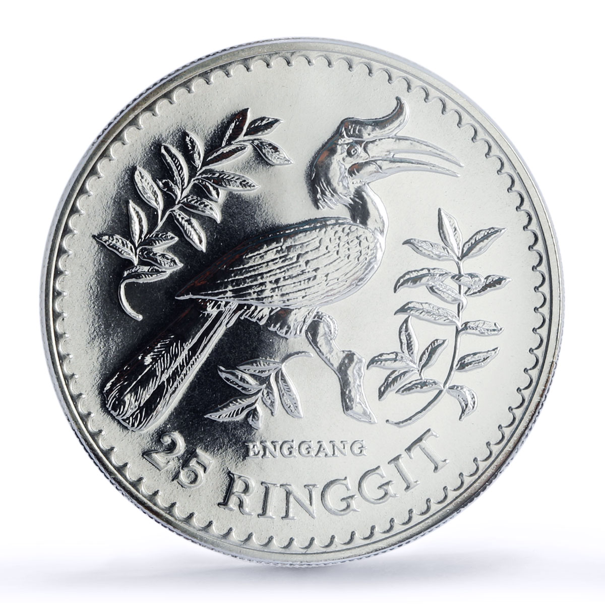 Malaysia 25 ringgit Hornbill Bird Conservation Fauna MS68 PCGS silver coin 1976