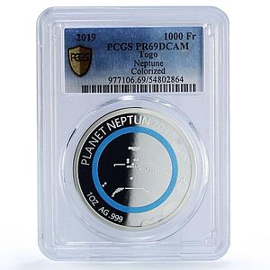 Togo 1000 francs Neptune Solar System Planets Space PR69 PCGS silver coin 2019