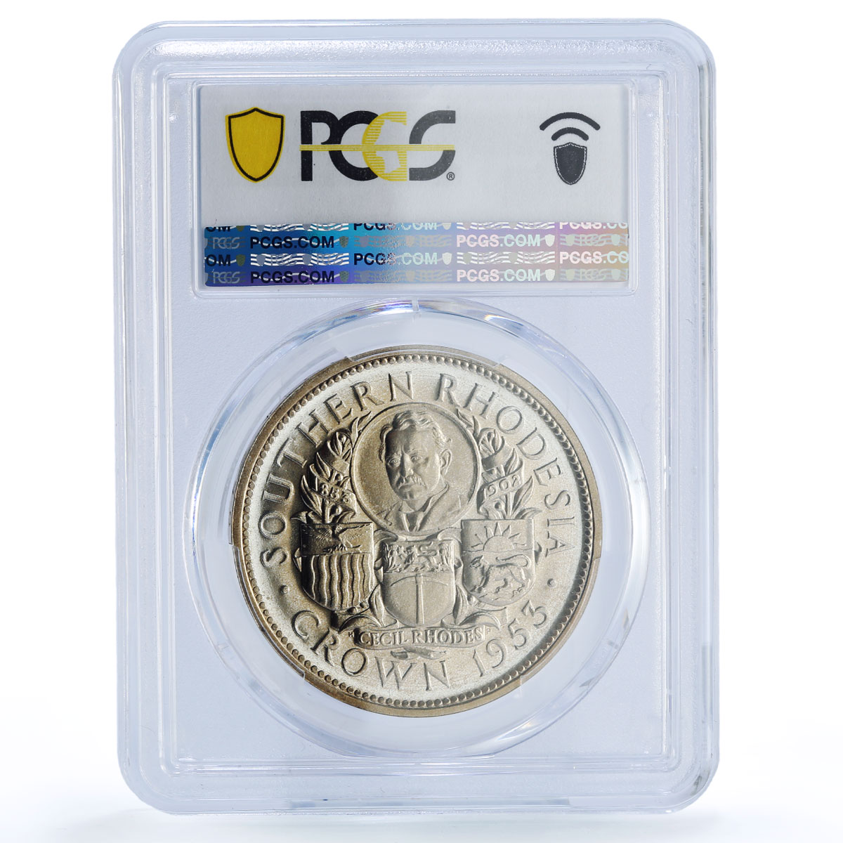 South. Rhodesia 1 crown Cecil Rhodes 100 Years KM-27 PR65 PCGS silver coin 1953