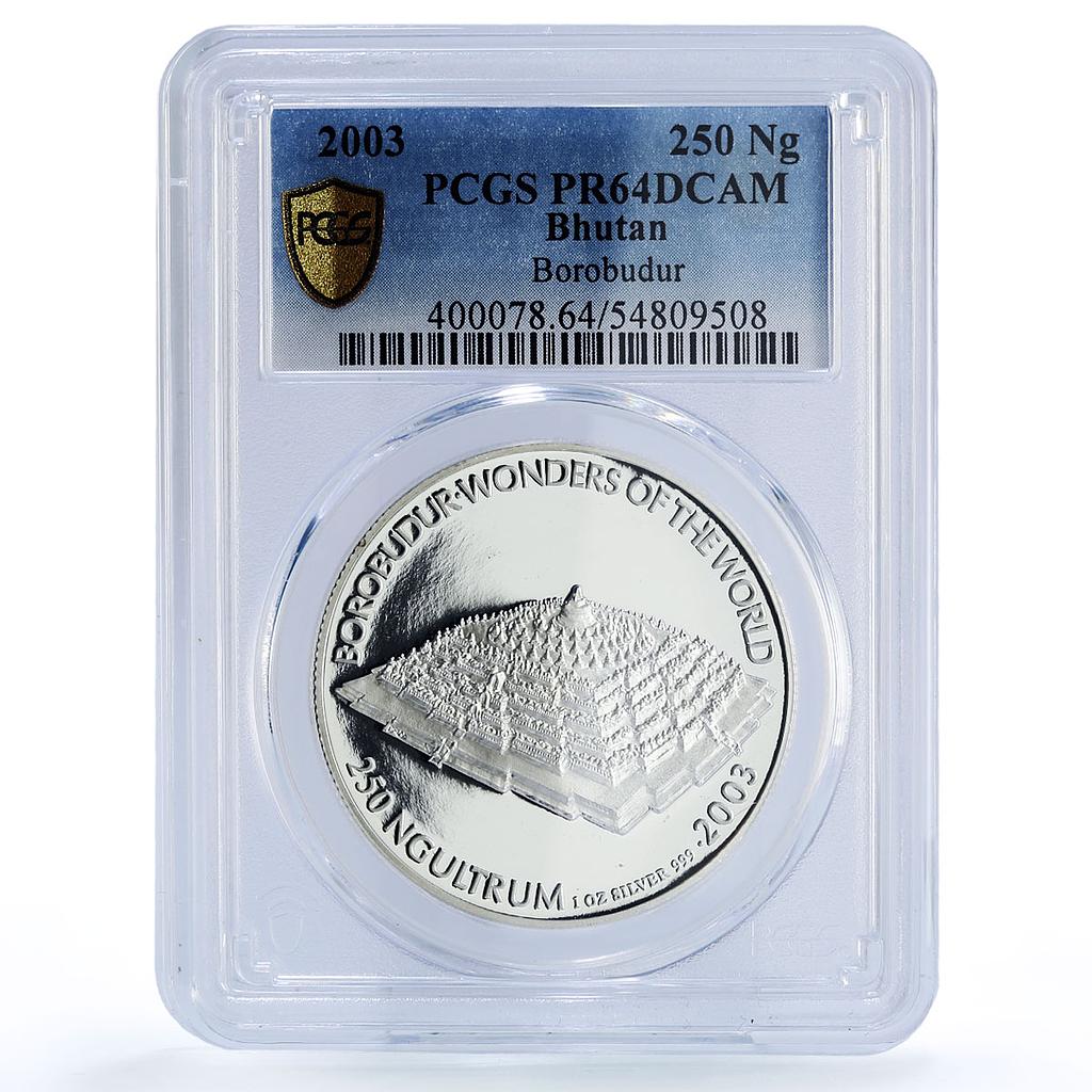 Bhutan 250 ngultrum Borobudur Temple World Wonders PR64 PCGS silver coin 2003