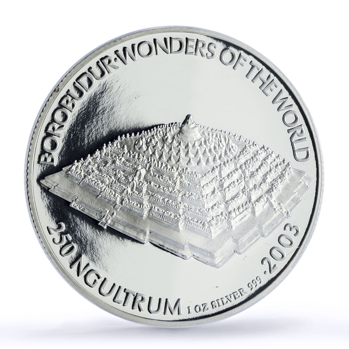Bhutan 250 ngultrum Borobudur Temple World Wonders PR64 PCGS silver coin 2003