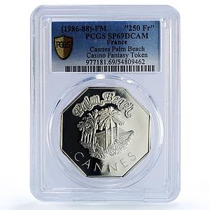 France Cannes Palm Beach Casino Fantasy Token SP69 PCGS silver 1986 - 1988 FM