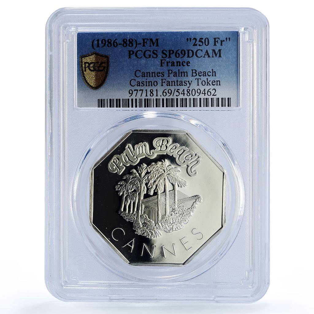 France Cannes Palm Beach Casino Fantasy Token SP69 PCGS silver 1986 - 1988 FM