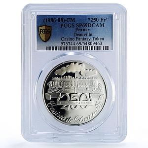 France Deauville Casino Fantasy Token 250 Francs SP69 PCGS silver 1986 - 1988 FM