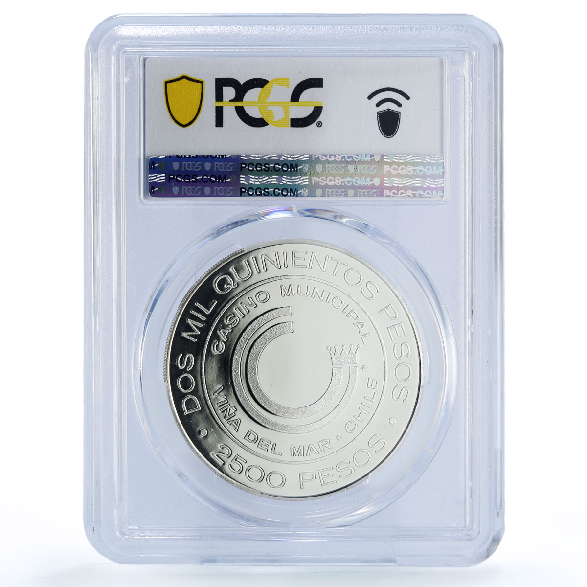 Chile Vina del Mar Casino Fantasy Token 2500 P. PR69 PCGS silver 1986 - 1988 FM
