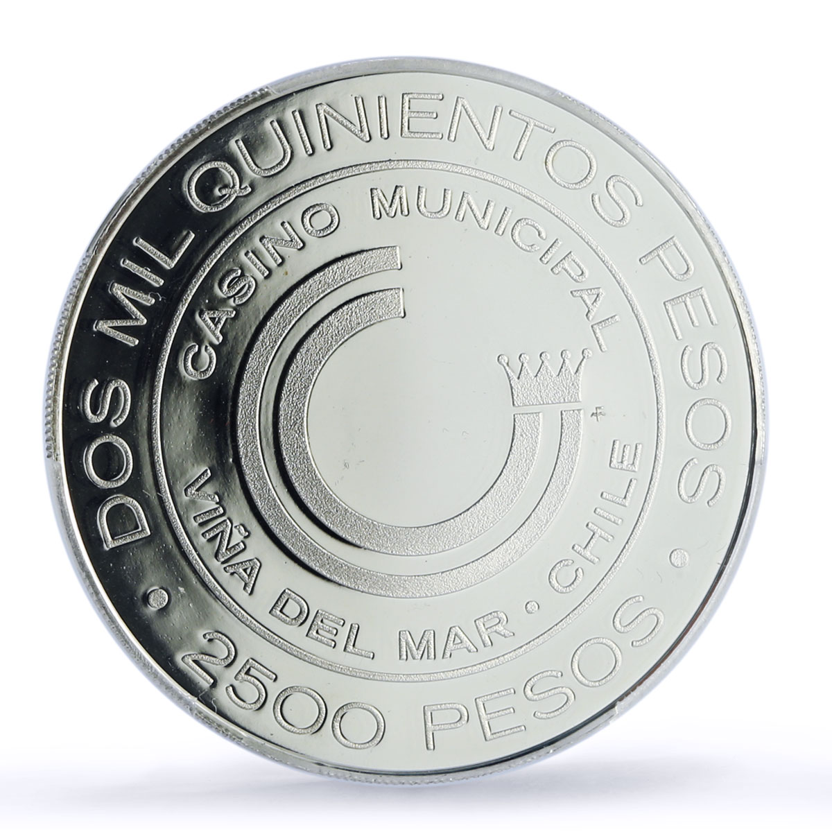 Chile Vina del Mar Casino Fantasy Token 2500 P. PR69 PCGS silver 1986 - 1988 FM