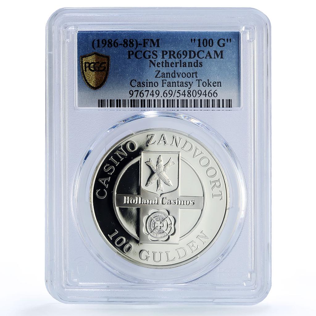 Netherlands Zandvoort Casino Fantasy Token PR69 PCGS silver 1986 - 1988 FM
