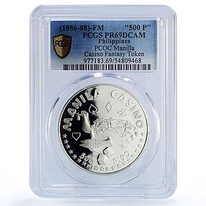 Philippines Manilla Casino Fantasy Token 500 P. PR69 PCGS silver 1986 - 1988 FM