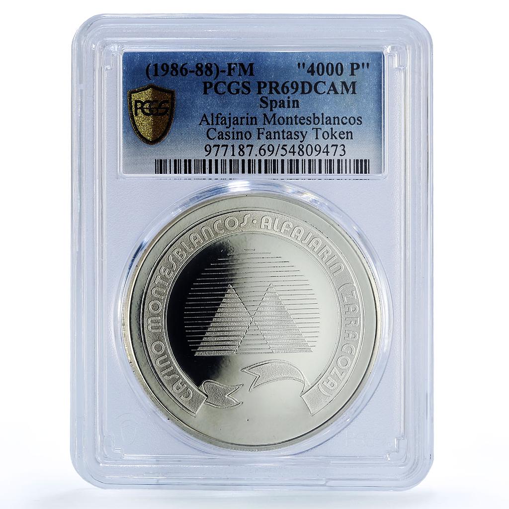 Spain Alfajarin Montesblancos Casino Fantasy Token PR69 PCGS silver 1986 - 1988