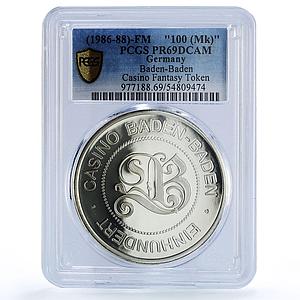 Germany Baden Baden Casino Fantasy Token 100 Mk. PR69 PCGS silver 1986 - 1988 FM