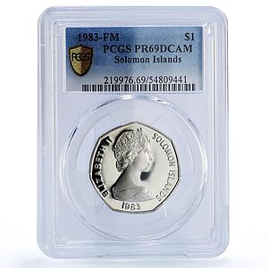 Solomon Islands 1 dollar Elizabeth II Nusu Nusu PR69 PCGS CuNi coin 1983