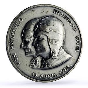 Germany Weimar Hunefeld Kohl Bremen Plane Flight Aviation silver medal 1928