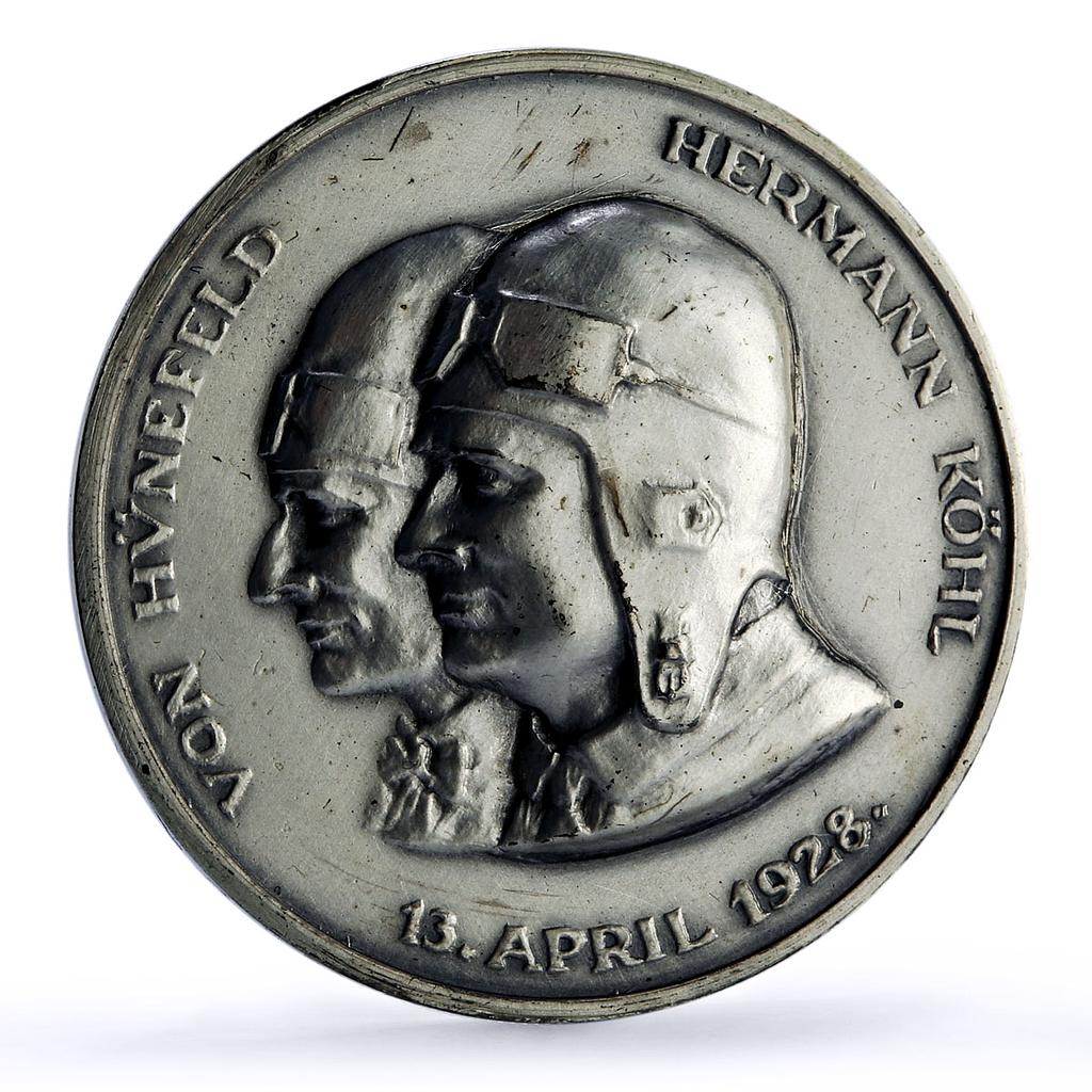 Germany Weimar Hunefeld Kohl Bremen Plane Flight Aviation silver medal 1928