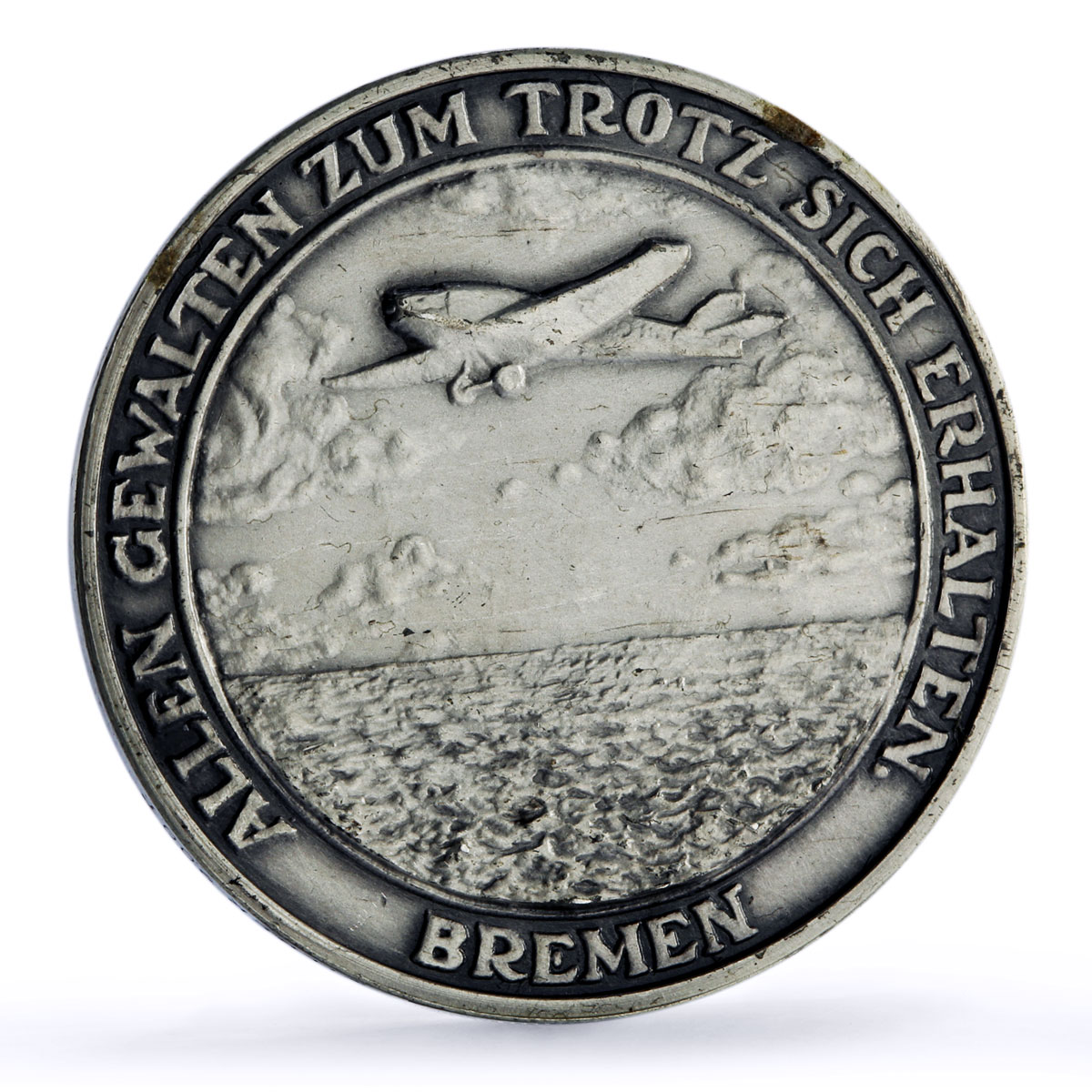 Germany Weimar Hunefeld Kohl Bremen Plane Flight Aviation silver medal 1928