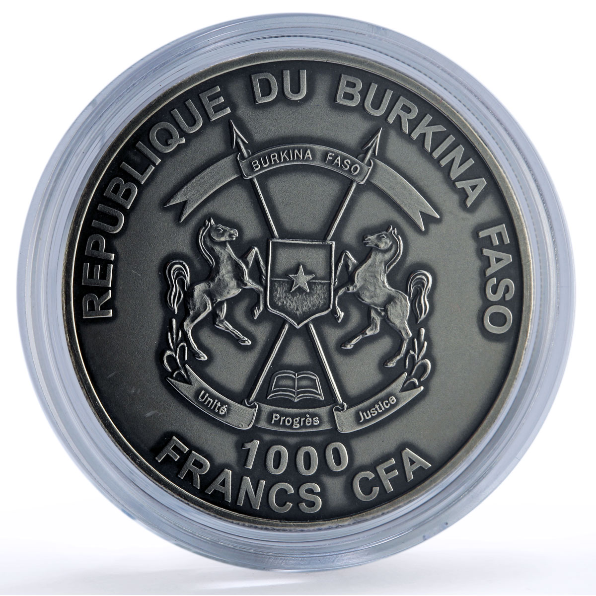 Burkina Faso 1000 francs Smilodon Sabre Toothed Tiger Fauna silver coin 2013