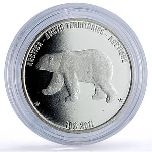 Arctica Arctic Territories Arctique 10 dollars Polar Bear Fauna silver coin 2011