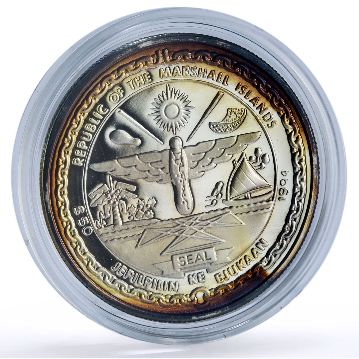 Marshall Islands 50 dollars Mother Earth Children Mythology silver coin 1994
