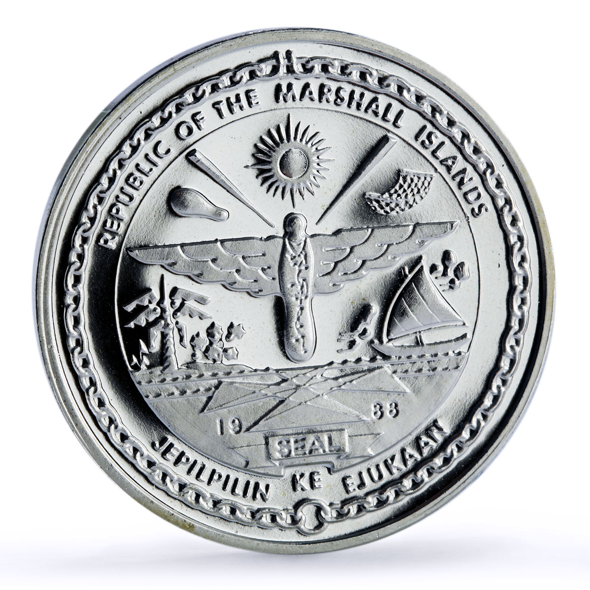 Marshall Islands 50 dollars Louganis Jackknife Perfect 10 proof silver coin 1988