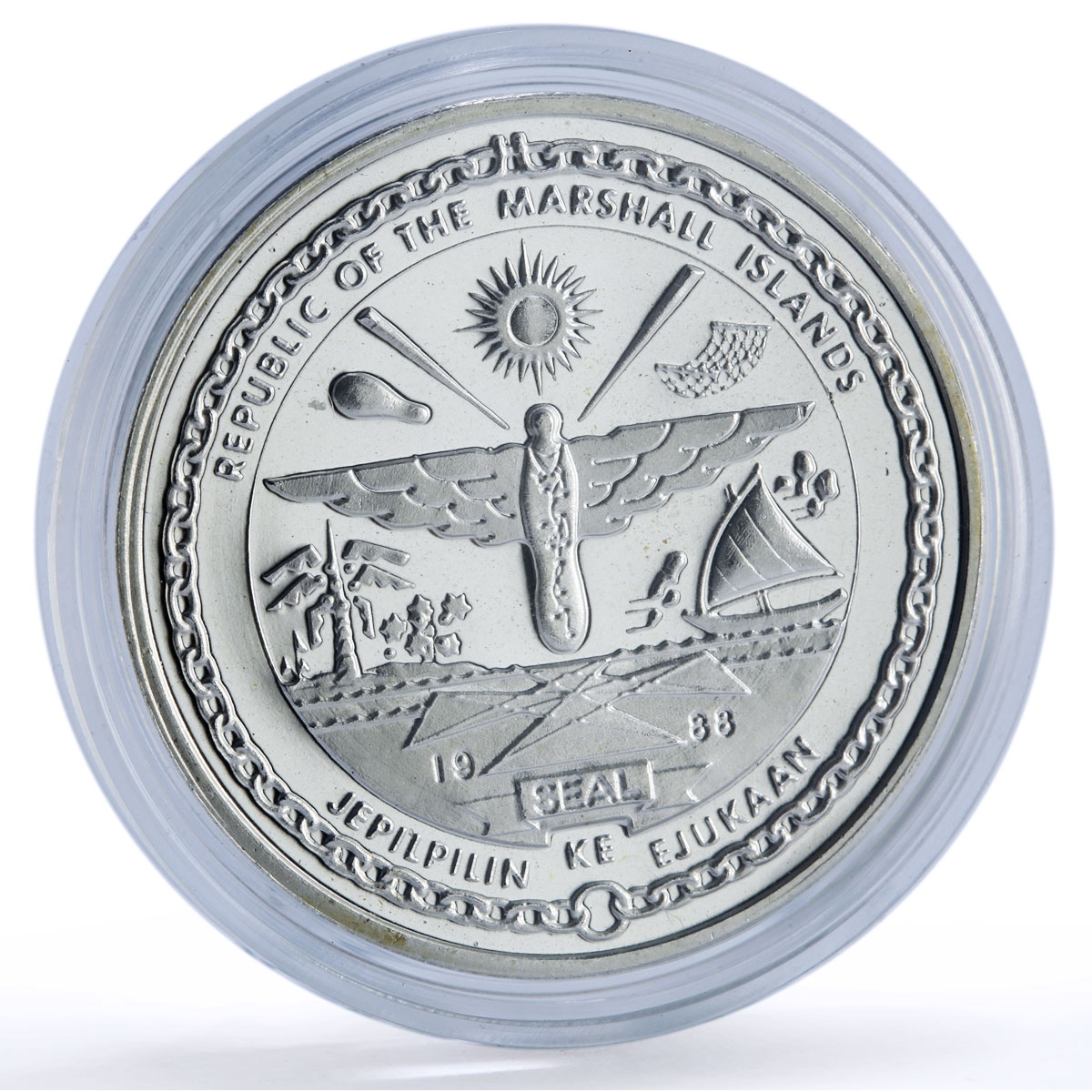 Marshall Islands 50 dollars Louganis Jackknife Perfect 10 proof silver coin 1988