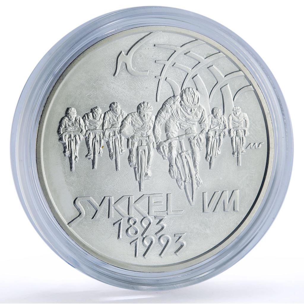 Norway 100 kroner Road Cycling World Championship Sports proof silver coin 1993