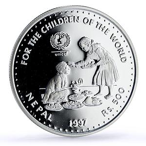 Nepal 500 rupees UNICEF Save the Children Child Year proof silver coin 1997