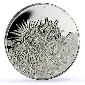 Turks and Caicos Is. 20 crowns Chrysanthemum Flower Flora proof silver coin 1999