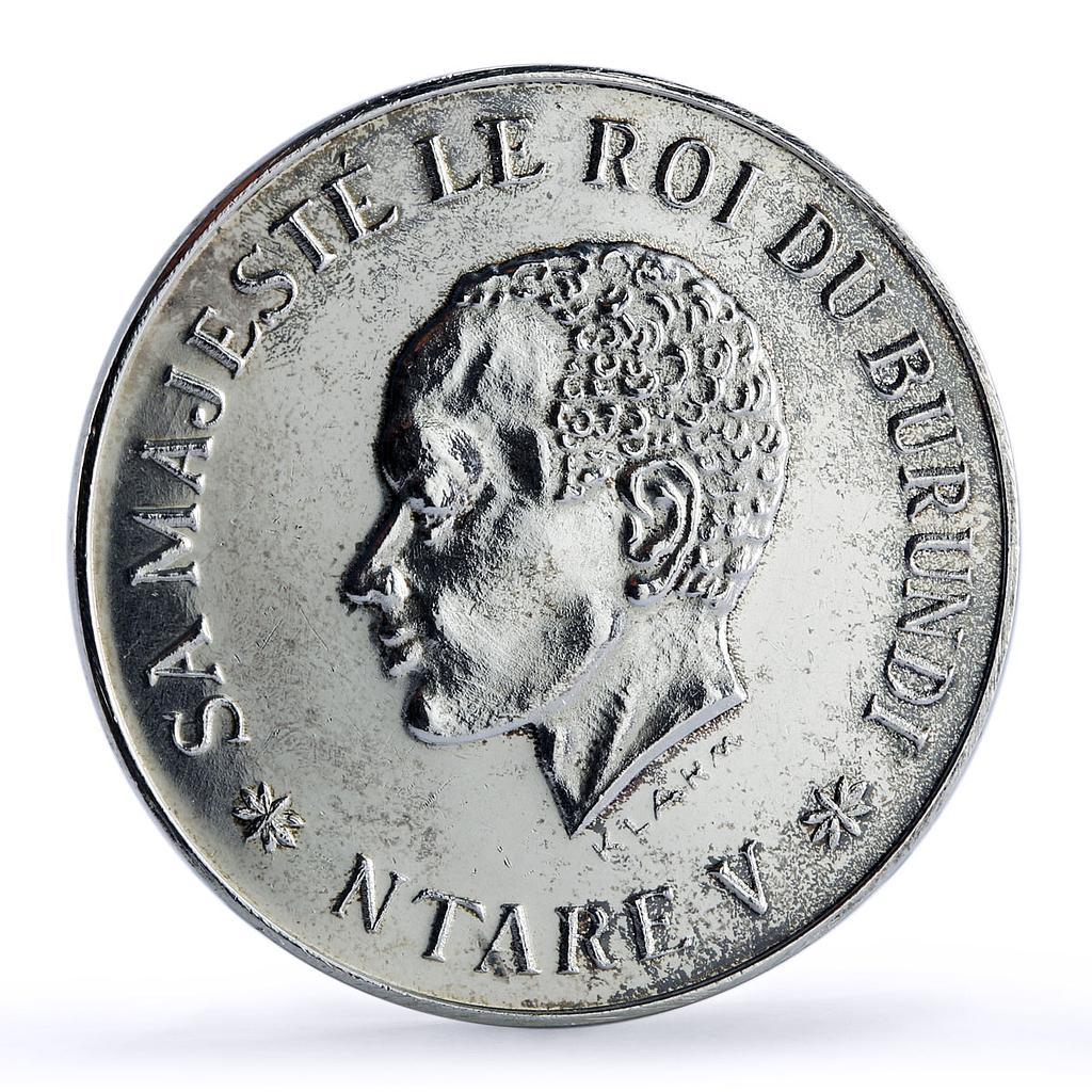 Burundi 500 francs King Ntare V Coronation History proof-like billon coin 1966