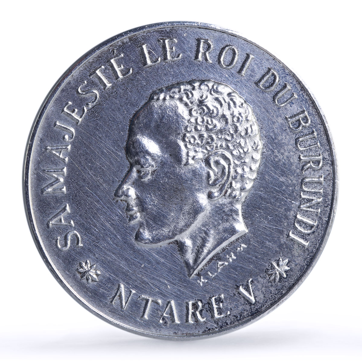 Burundi 500 francs King Ntare V Coronation History proof-like billon coin 1966