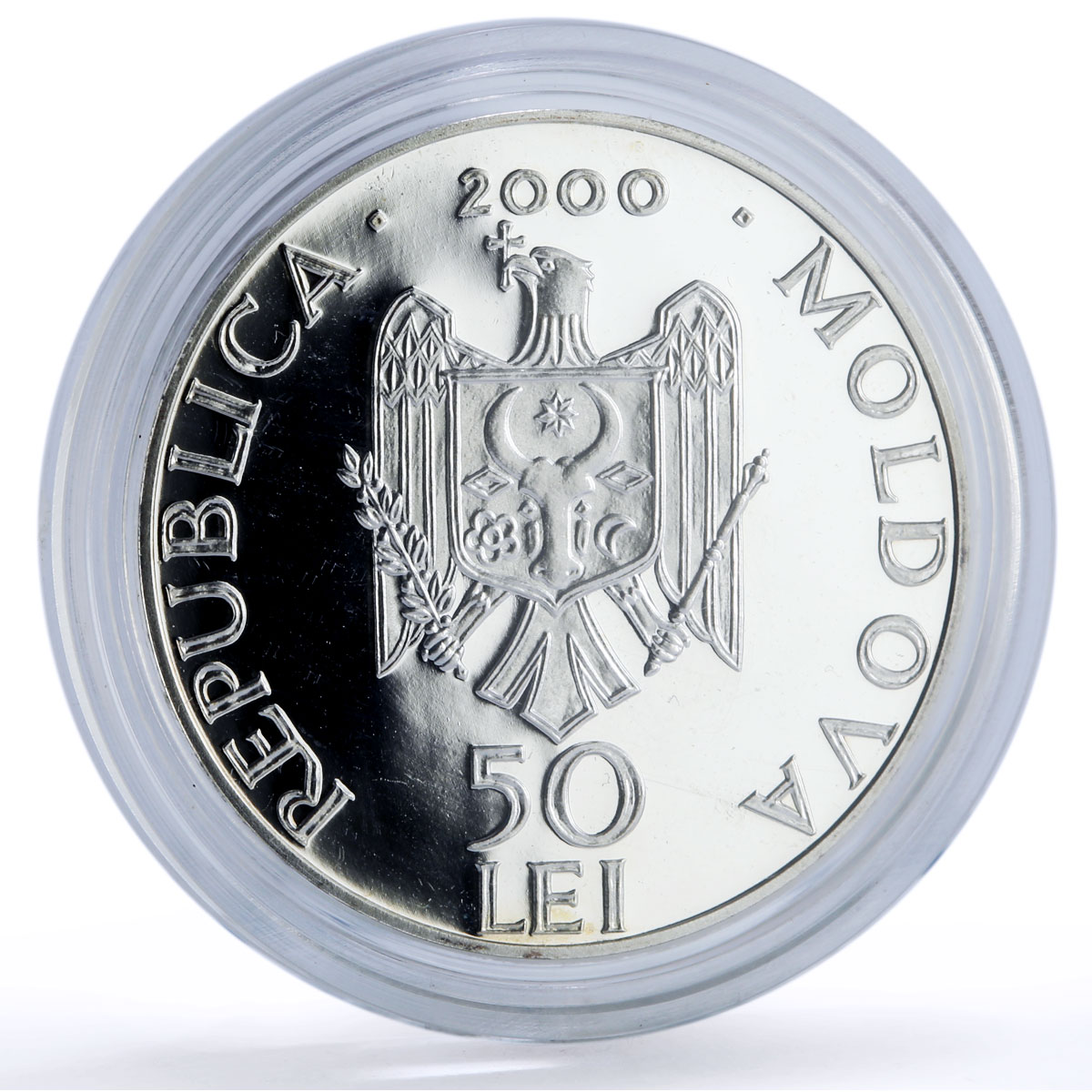 Moldova 50 lei Suruceni Monastery Religion Architecture silver coin 2000