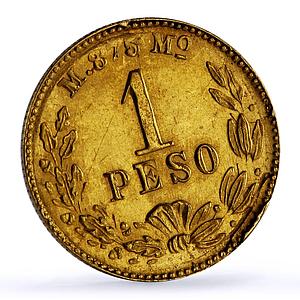 Mexico 1 peso Federal Republic Coinage M MO Mark KM-410 gold coin 1904