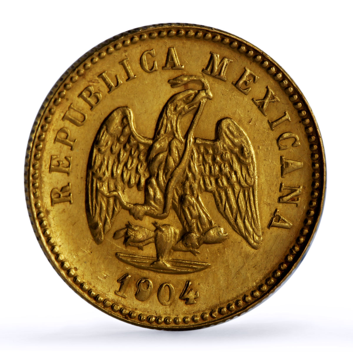Mexico 1 peso Federal Republic Coinage M MO Mark KM-410 gold coin 1904