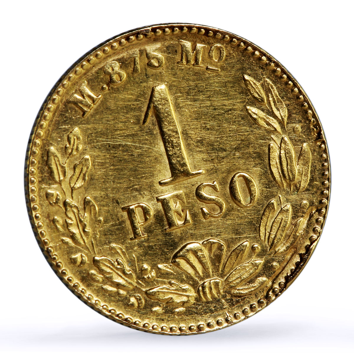 Mexico 1 peso Federal Republic Coinage M MO Mark KM-410 gold coin 1904