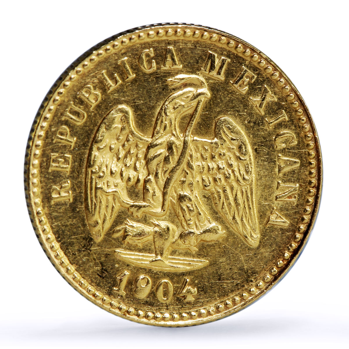 Mexico 1 peso Federal Republic Coinage M MO Mark KM-410 gold coin 1904