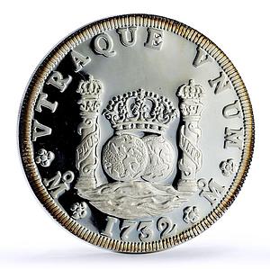 Mexico Pillar Dollar 8 Reales 1732 Restrike 12 oz silver medal 1988