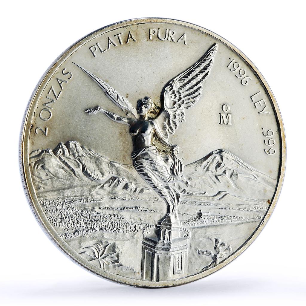 Mexico 2 onzas Libertad Angel of Independence silver coin 1996