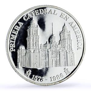 Mexico Cathedral Christmas Jesus Religion Architecture 5 oz silver medal 1986