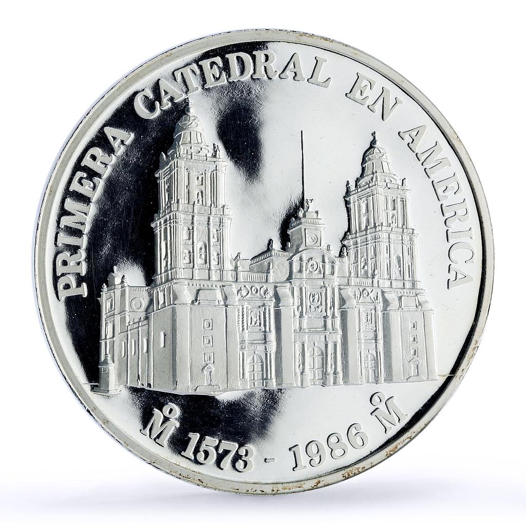 Mexico Cathedral Christmas Jesus Religion Architecture 5 oz silver medal 1986