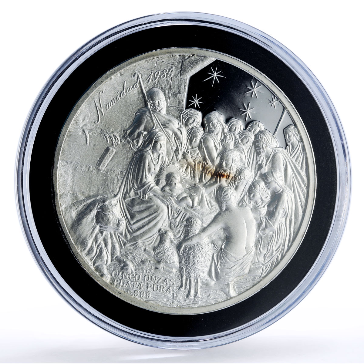 Mexico Cathedral Christmas Jesus Religion Architecture 5 oz silver medal 1986