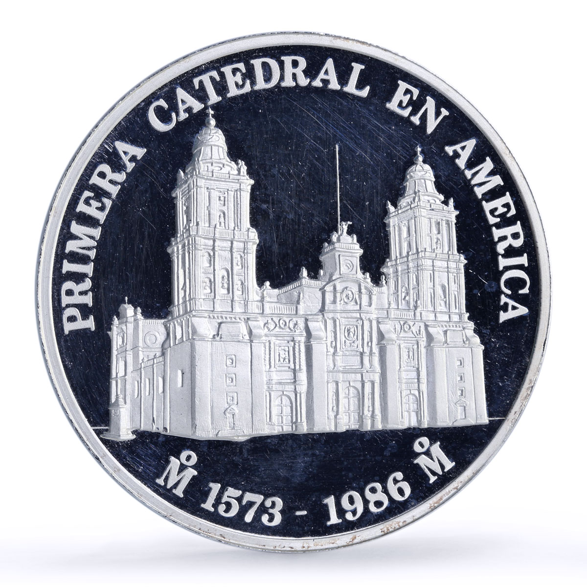 Mexico Cathedral Christmas Jesus Religion Architecture 5 oz silver medal 1986
