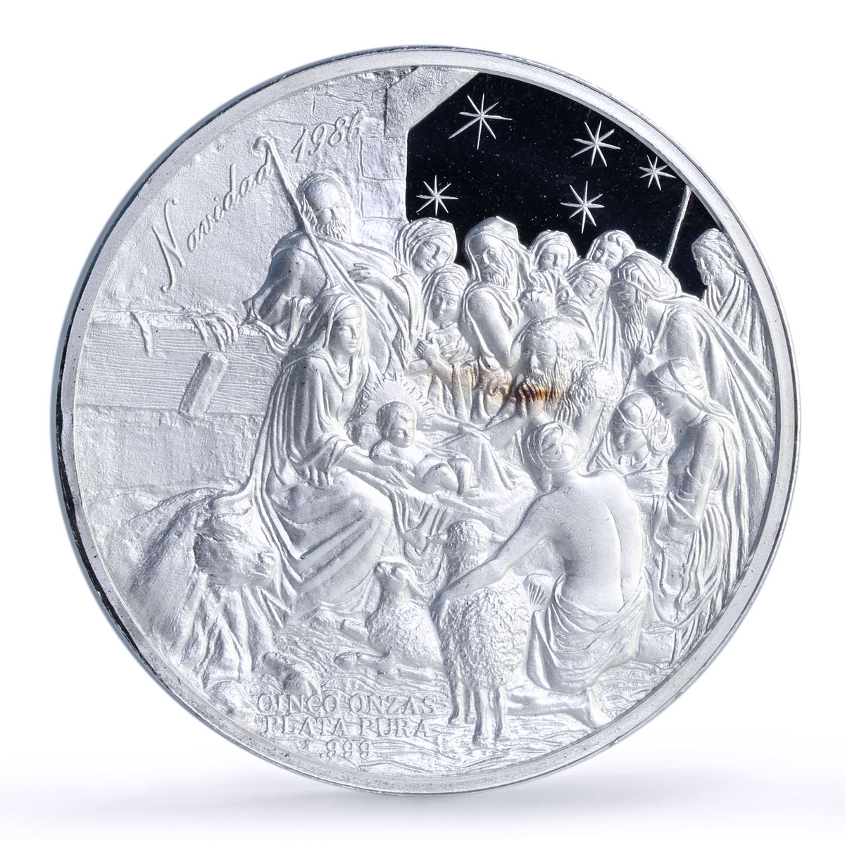 Mexico Cathedral Christmas Jesus Religion Architecture 5 oz silver medal 1986