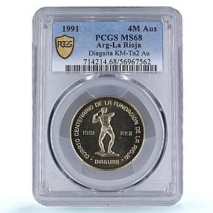 Argentina La Rioja Token 400 Pesos Diaguita KM-Tn2 MS68 PCGS gold coin 1991