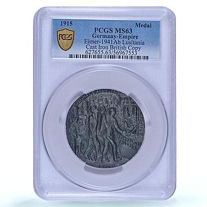 Germany Empire Lusitania Ship British History MS63 PCGS iron medal 1915